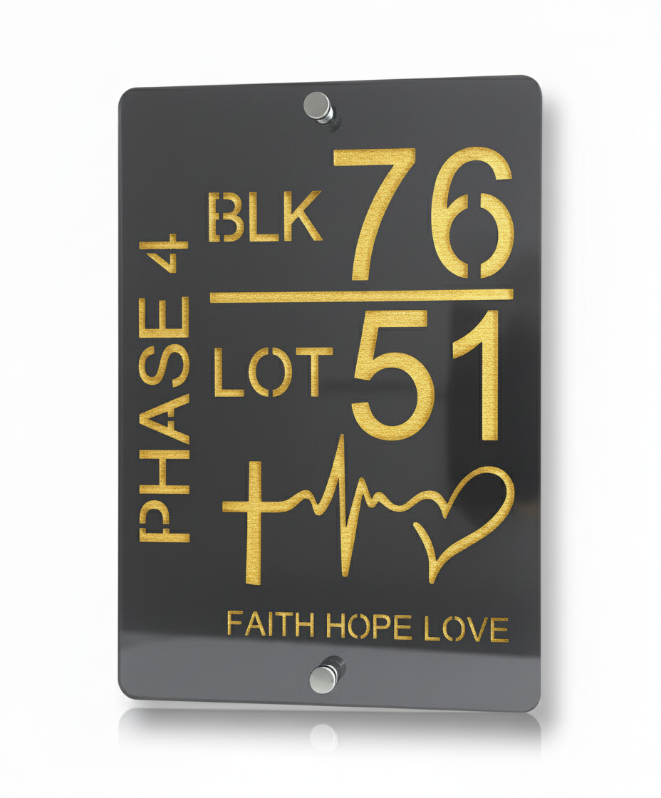 Charcoal Gray Sign with Gold Engraving