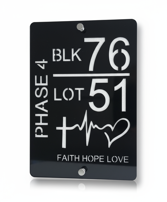 Custom Engraved Address Sign - Faith Hope Love