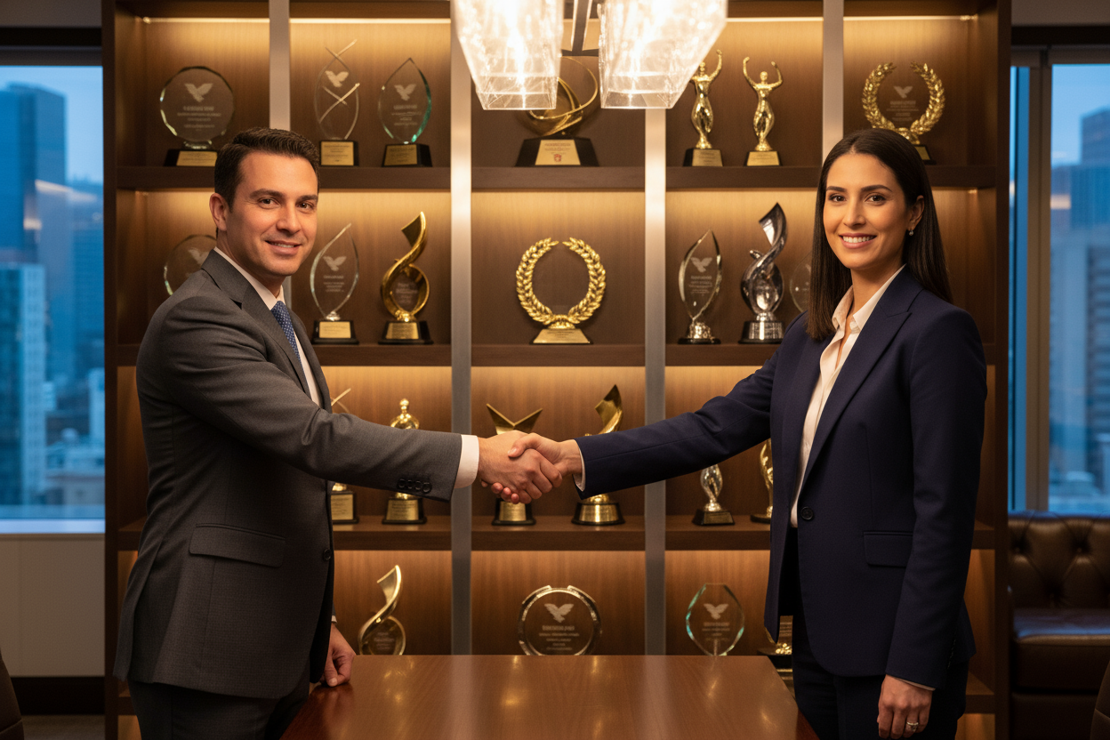 I want two people shaking hands partnership with awards